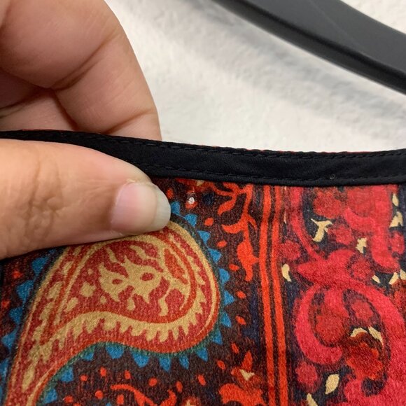 Lucky Brand Silk Paisley Long Sleeve Shift Dress Boho - Picture 4 of 10